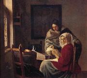 Johannes Vermeer Girl interrupted at her music oil painting artist